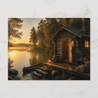 A little house by the lake. postcard