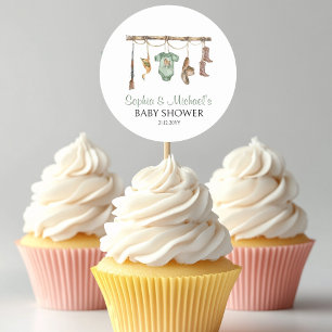 A little hunter baby shower cupcake topper classic round sticker