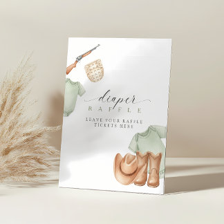 A little hunter is on the way baby shower diaper pedestal sign