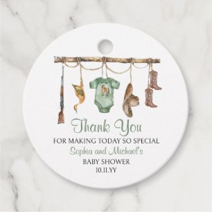 A Little Hunter Is On The Way Baby Shower Favour Tags