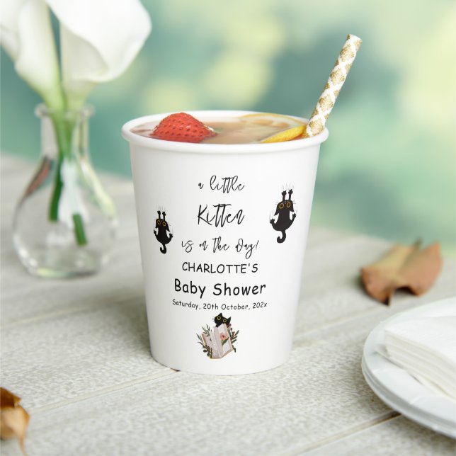 A Little Kitten Is On The Way Cute Cat Baby Shower Paper Cups (Insitu)