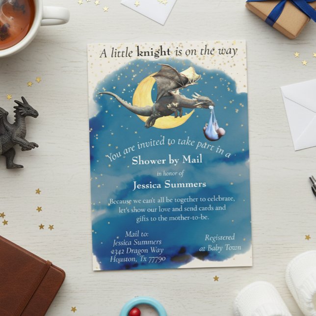 A Little Knight Dragon Baby Shower By Mail Invitation (Creator Uploaded)