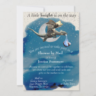 A Little Knight Dragon Baby Shower By Mail Silver  Invitation