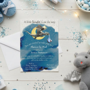 A Little Knight Dragon Baby Shower By Mail Silver Postcard