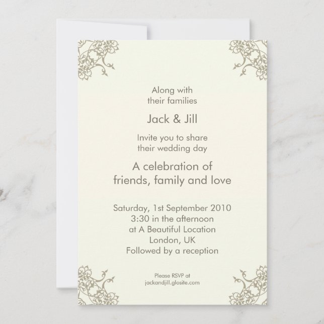 A Little Lacey (Cream) 5x7 Invitation (Front)