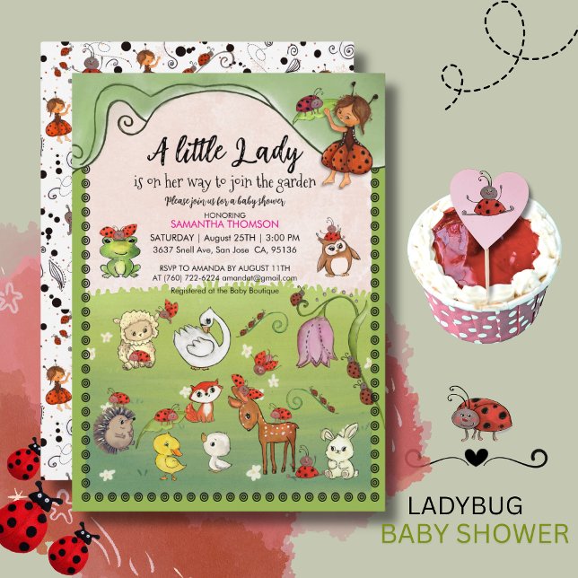 A Little Lady is on Her Way Ladybug Garden Invitation (A Little Lady is on Her Way Ladybug Garden Invitation)