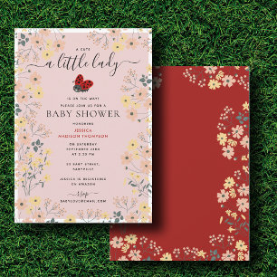 A Little Lady Ladybug Wildflowers Girl Baby Shower Invitation