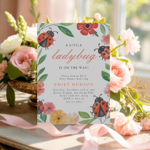 A Little Ladybug Is On The Way Baby Shower Invitation