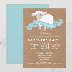 A Little Lamb Boy Baby Shower Invitation