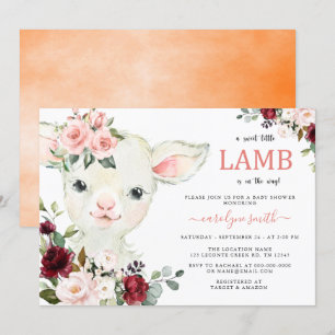 A Little Lamb Greenery Floral Baby Shower Invitation