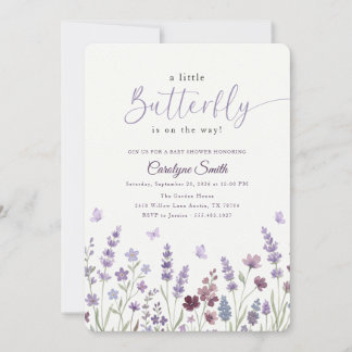 A Little Lavender Butterfly Wildflower Baby Shower Invitation