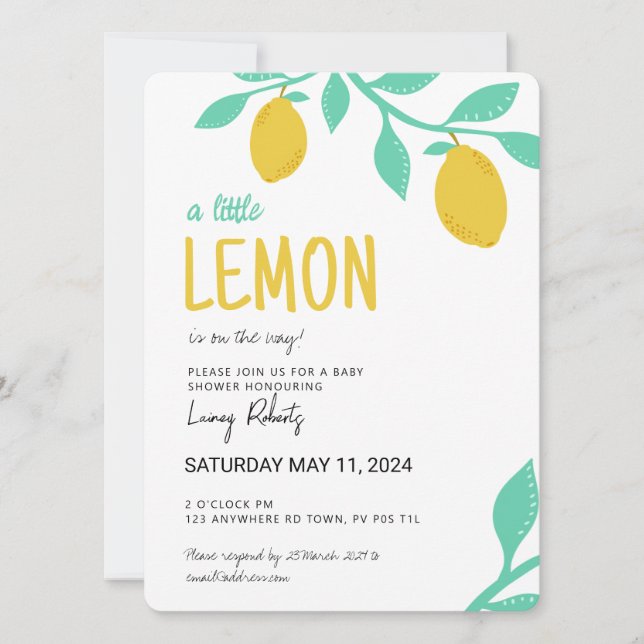 A Little Lemon is on the Way! Baby Shower Invitation (Front)