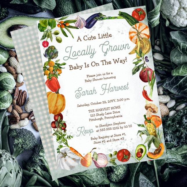 A Little Locally Grown Baby Is On the Way Shower Invitation ("A Cute Little Locally Grown Baby Is On The Way!" Boy Baby Shower Invitation)