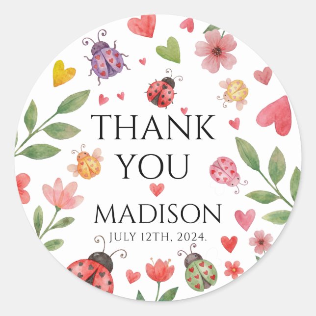 A Little Love Bug Baby Shower  Classic Round Sticker (Front)