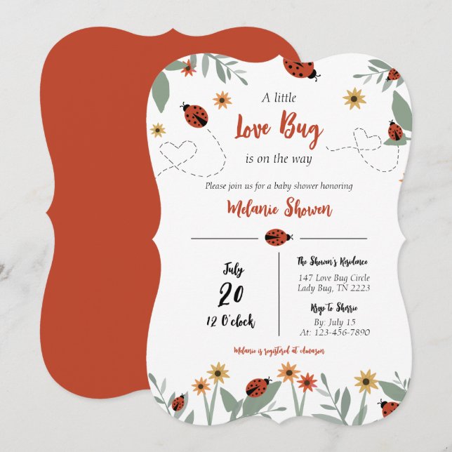 A Little Love Bug Baby Shower Invitation (Front/Back)