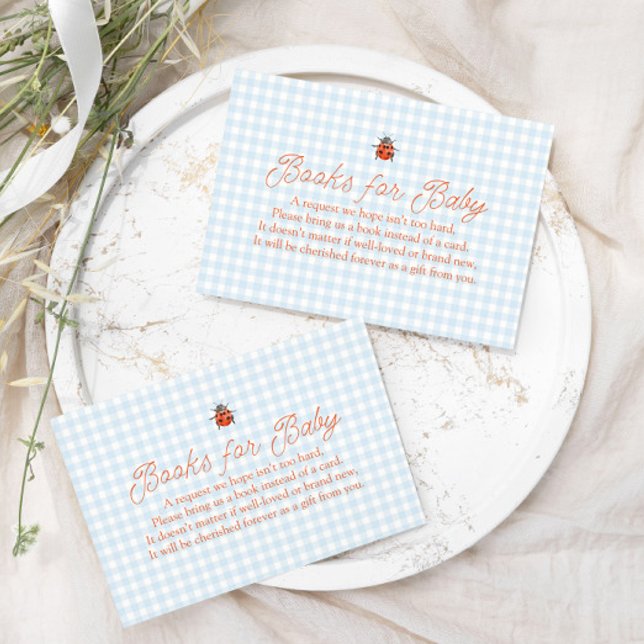 A Little Love Bug Gingham Ladybug Baby Shower Enclosure Card (Creator Uploaded)