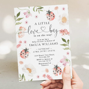 A little love bug is on her way baby shower invite