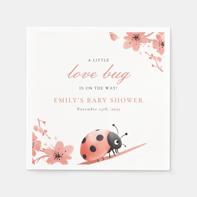 A Little Love Bug Is On The Way Baby Shower Napkin (Front)