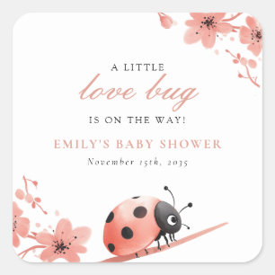 A Little Love Bug Is On The Way Baby Shower Square Sticker