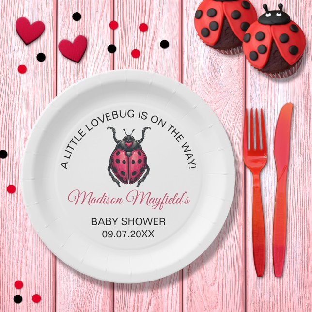A Little Love Bug Is On The Way Ladybug Paper Plat Plate (Creator Uploaded)