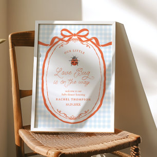 A Little Love Bug On The Way Gingham Baby Shower Poster