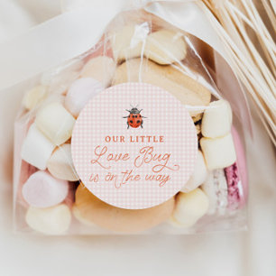 A Little Love Bug On The Way Pink Baby Shower Classic Round Sticker