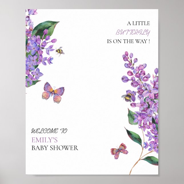 A little love in a jar Butterfly Baby Shower Poster (Front)