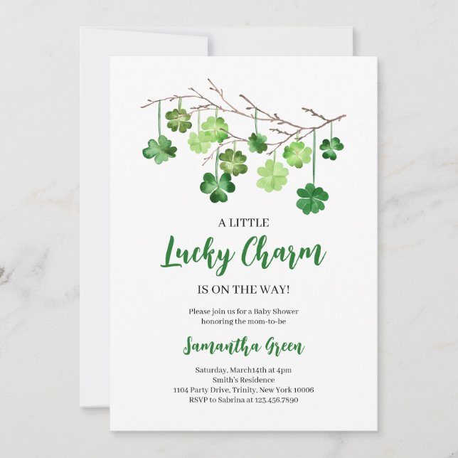 A Little Lucky Charm Baby Shower Invitation (Front)