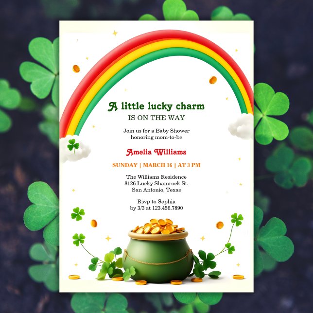 A Little Lucky Charm Rainbow Baby Shower Invitation (A Little Lucky Charm Rainbow Baby Shower Invitation)
