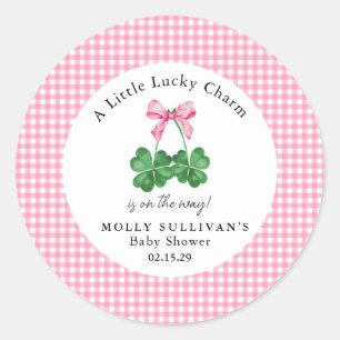 A Little Lucky Charm Shamrock Baby Shower  Classic Round Sticker