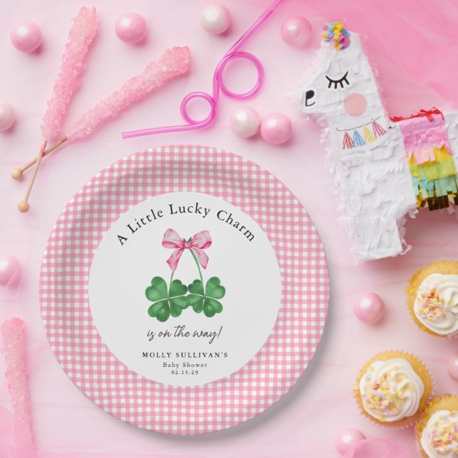 A Little Lucky Charm Shamrock Baby Shower  Paper Plate (Party)
