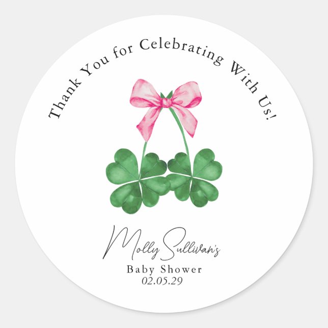 A Little Lucky Charm Shamrock Thank You Sticker  (Front)