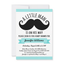 A little man, aqua blue moustache baby shower