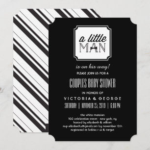A Little Man Couples Boy Baby Shower Design Invitation