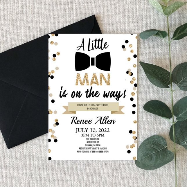 A Little Man Is On The Way! Bowtie Baby Shower Invitation (Creator Uploaded)