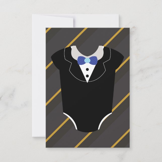 A little man tuxedo baby shower invitation card (Front)
