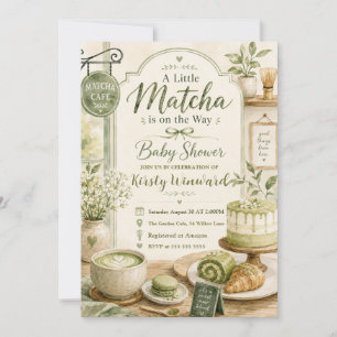 A Little Matcha Is on the Way Baby Shower Invitation