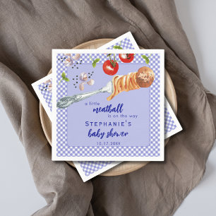 A Little Meatball Is On The Way Blue Baby Shower Napkin