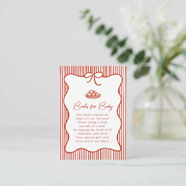 A Little Meatball is on the Way Doodle Baby Shower Enclosure Card (Standing Front)
