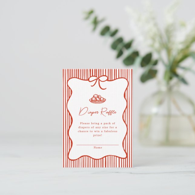 A Little Meatball is on the Way Doodle Baby Shower Enclosure Card (Standing Front)