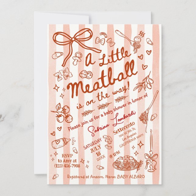 A little Meatball is on the way Invitation (Front)