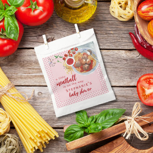 A Little Meatball Is On The Way Pink Baby Shower Favour Bags