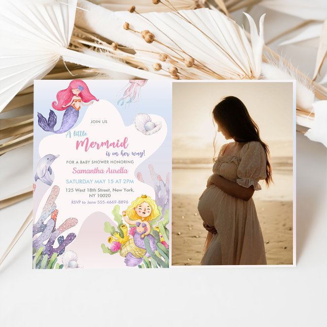 A Little Mermaid Baby Shower Mermaid Party Photo Invitation (Creator Uploaded)