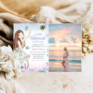 A Little Mermaid Girl Baby Shower Party Photo Invitation