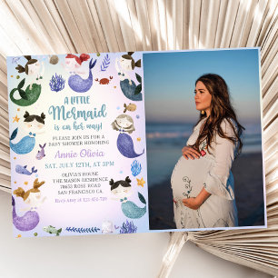 A Little Mermaid Girl Baby Shower Party Photo Invitation