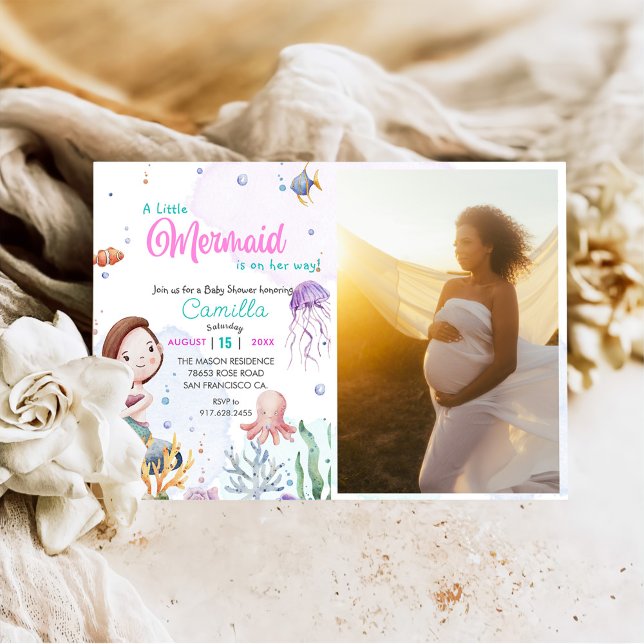 A Little Mermaid Girl Baby Shower Party Photo Invitation (Creator Uploaded)