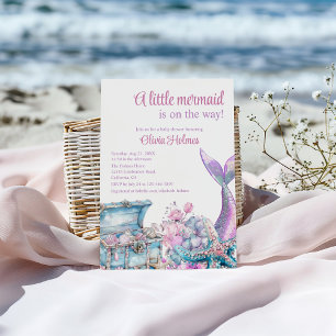 "A Little Mermaid is On The Way" Baby Shower Invitation