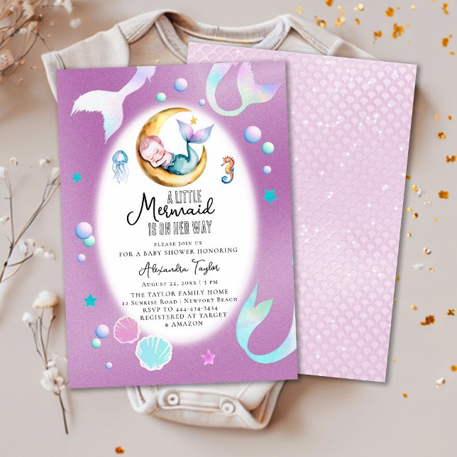 A Little Mermaid On Her Way Sea Girl Baby Shower Invitation (Creator Uploaded)