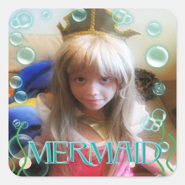 A Little Mermaid Under The Sea PHOTO Party Square Sticker (Front)