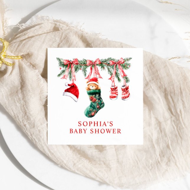 A Little Merry Christmas Baby Shower  Napkin (Creator Uploaded)